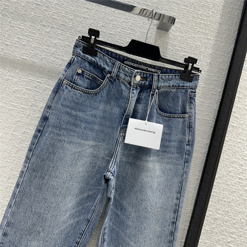 A1exa*der wang embossed letter denim trousers replica clothing