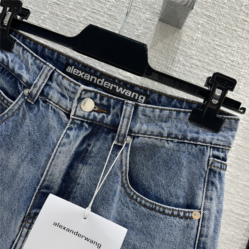 A1exa*der wang embossed letter denim trousers replica clothing