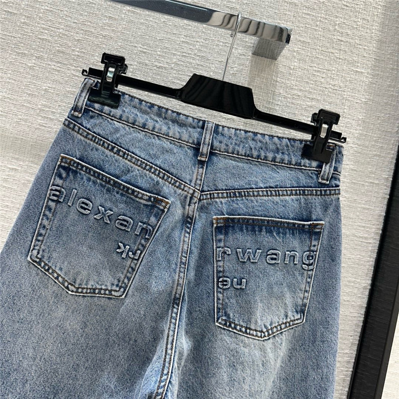 A1exa*der wang embossed letter denim trousers replica clothing