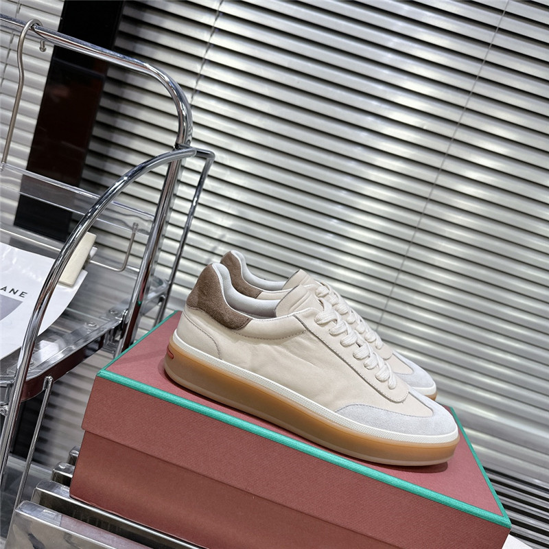 L0r0 P1ana mixed leather low-top sneakers