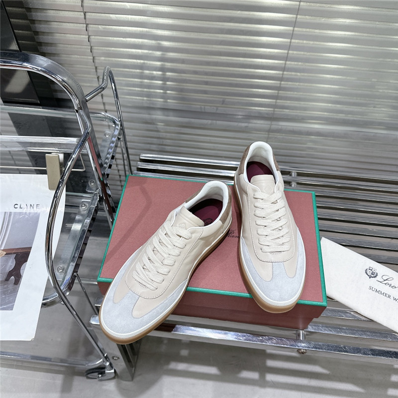 L0r0 P1ana mixed leather low-top sneakers