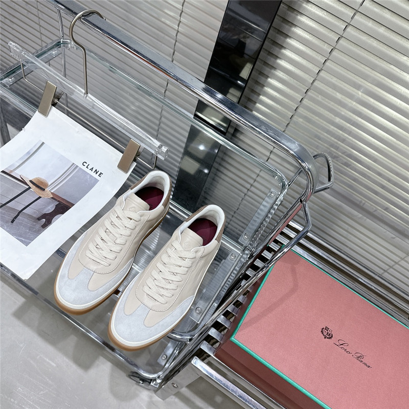 L0r0 P1ana mixed leather low-top sneakers