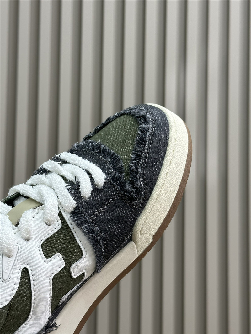 F**di denim match panelled leather sneakers