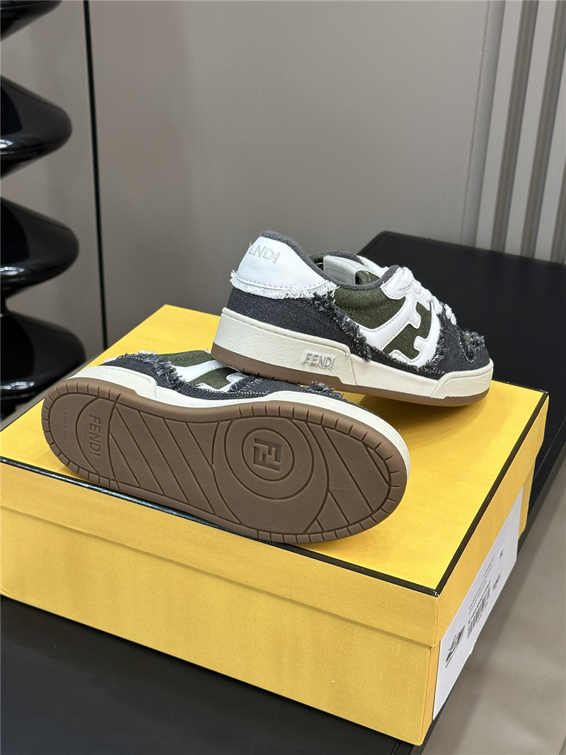 F**di denim match panelled leather sneakers