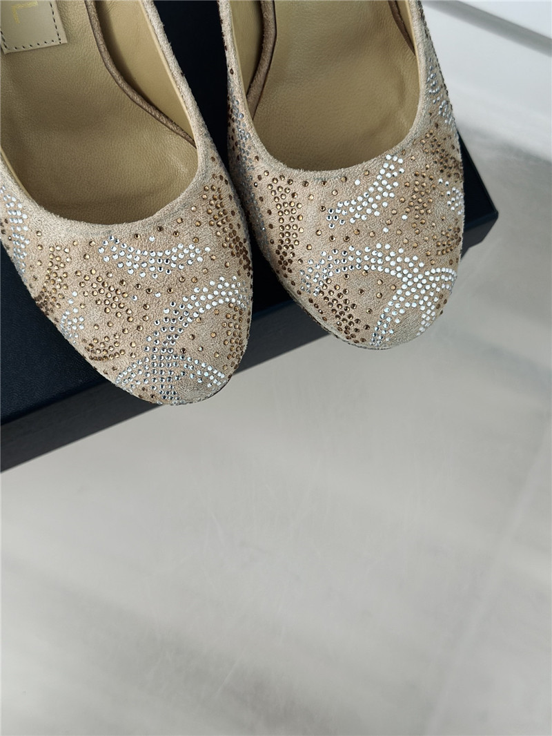 Ch**el double c rhinestone high heels replica shoes