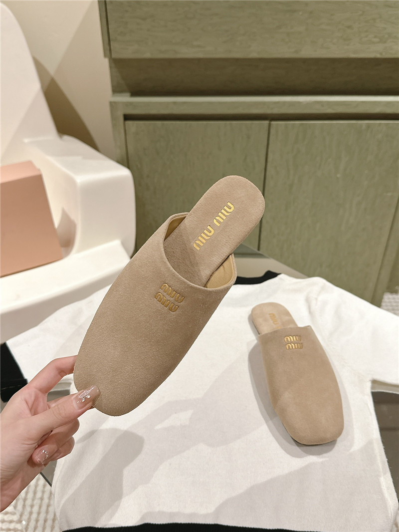 M1um1u small round toe mules slippers replica shoes