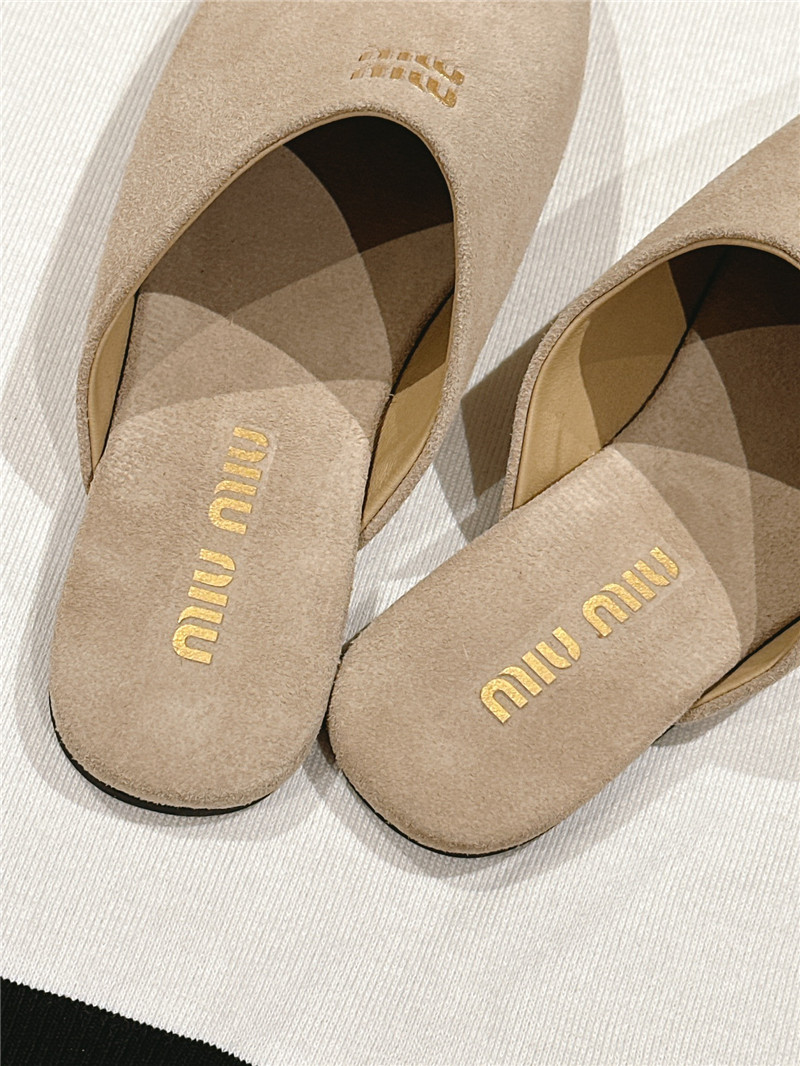M1um1u small round toe mules slippers replica shoes
