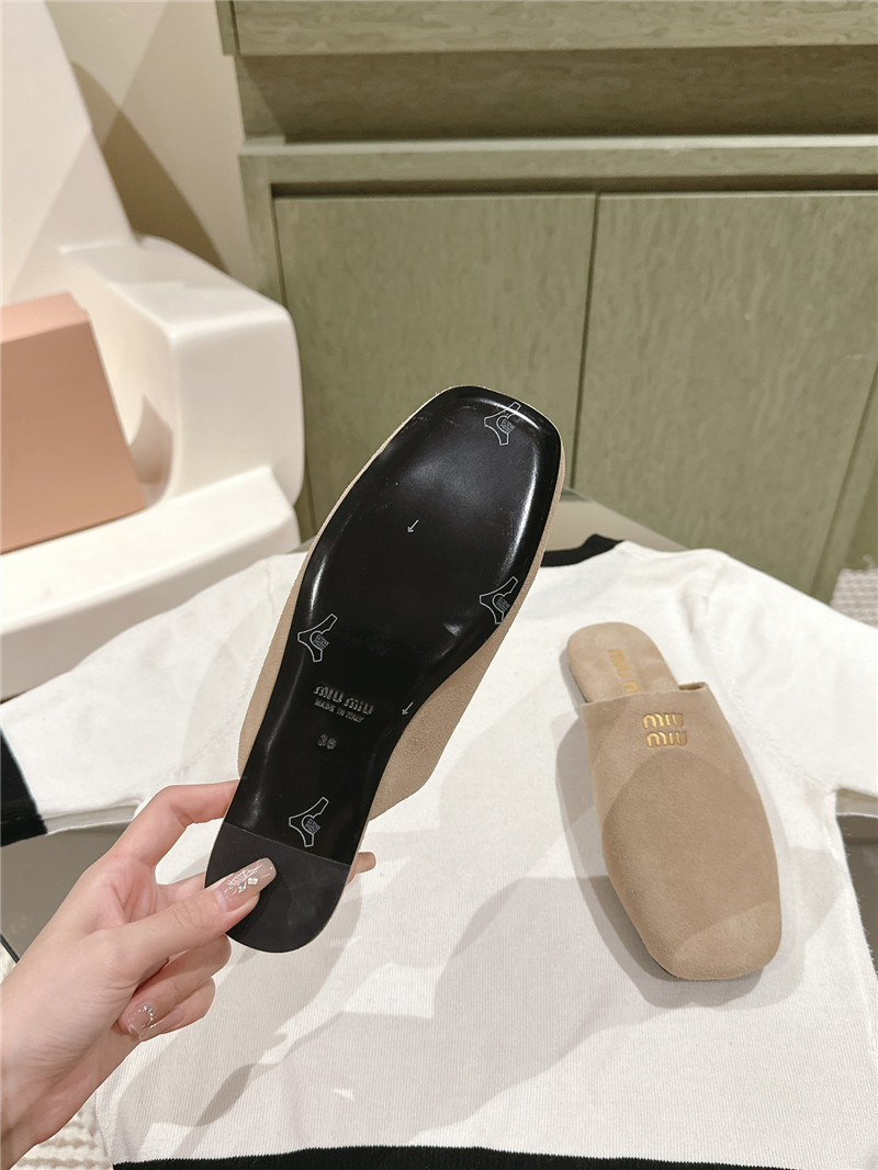M1um1u small round toe mules slippers replica shoes