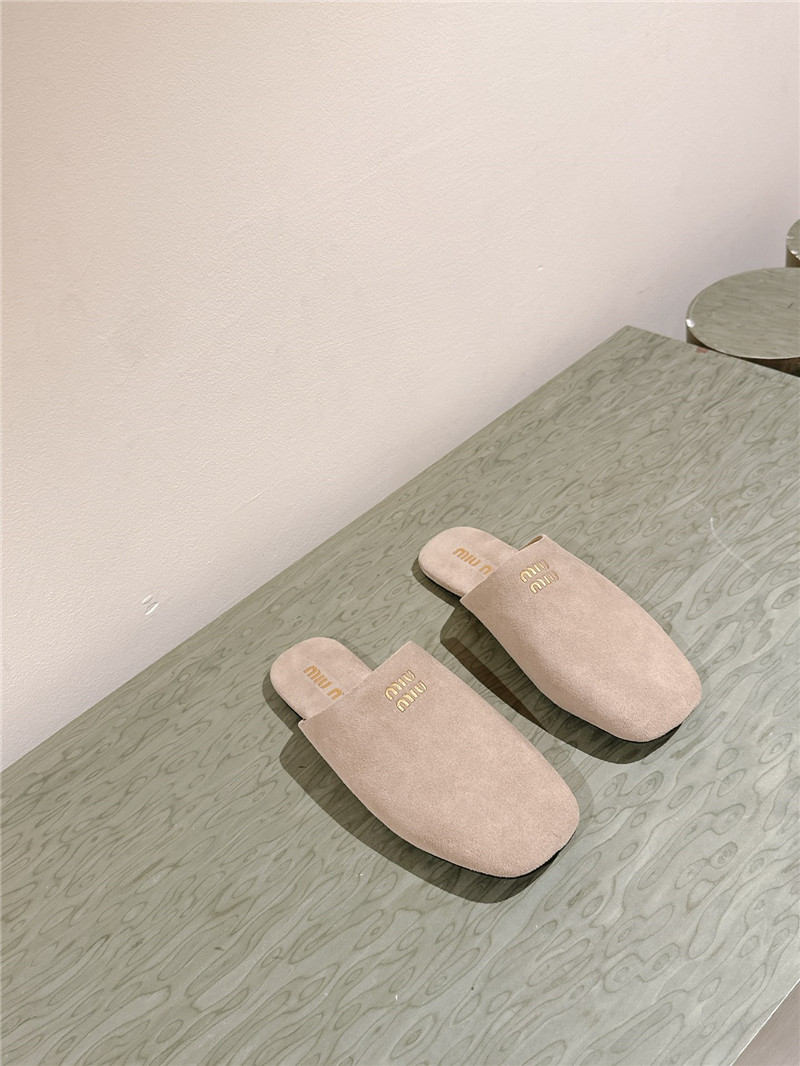 M1um1u small round toe mules slippers replica shoes