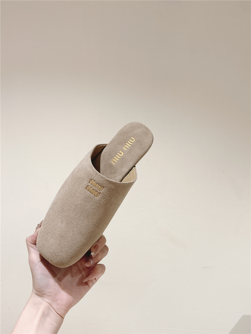 M1um1u small round toe mules slippers replica shoes