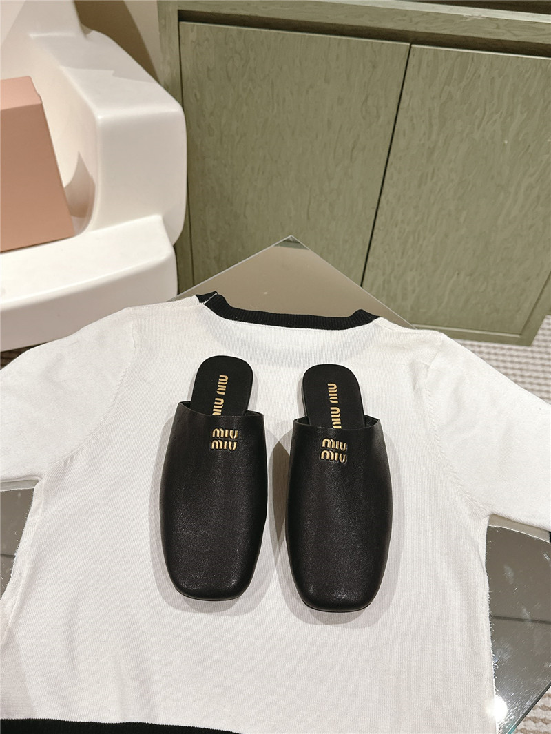 M1um1u small round toe mules slippers replica shoes