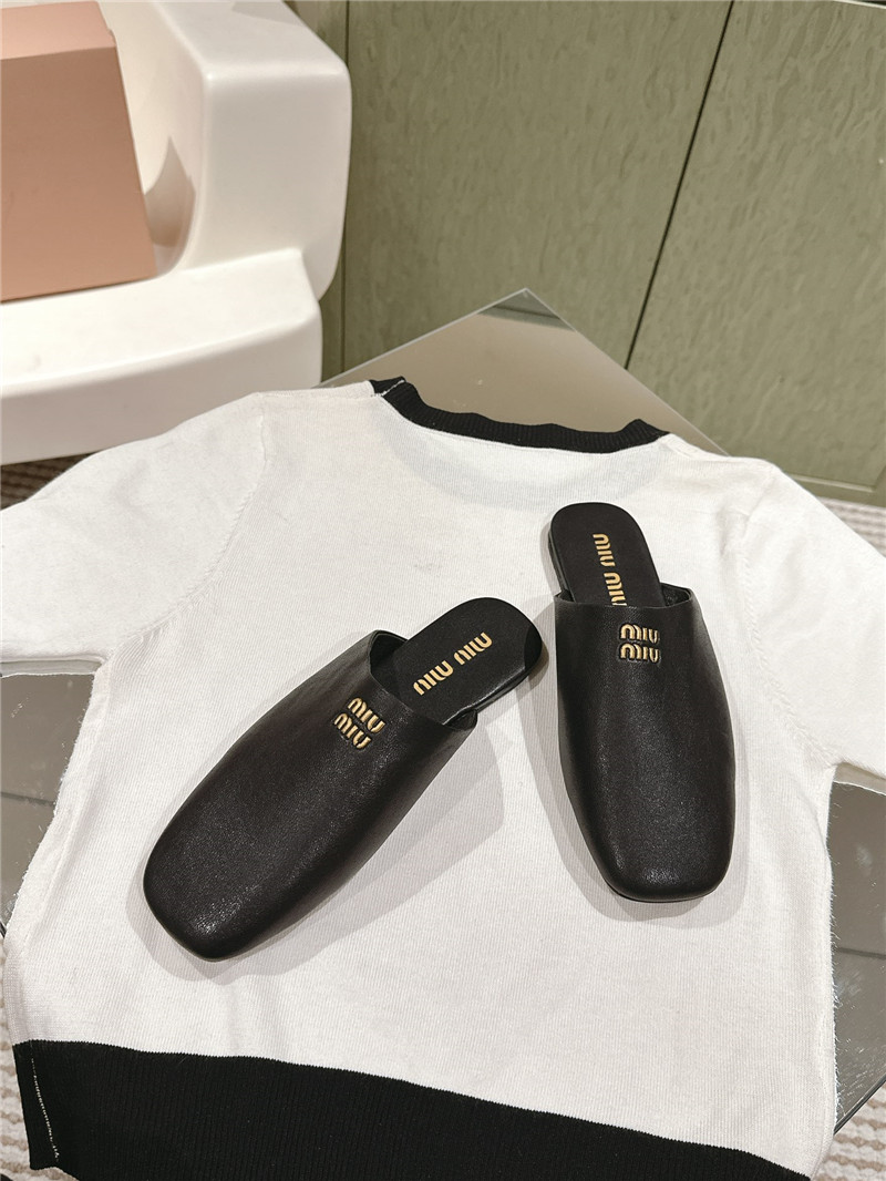 M1um1u small round toe mules slippers replica shoes