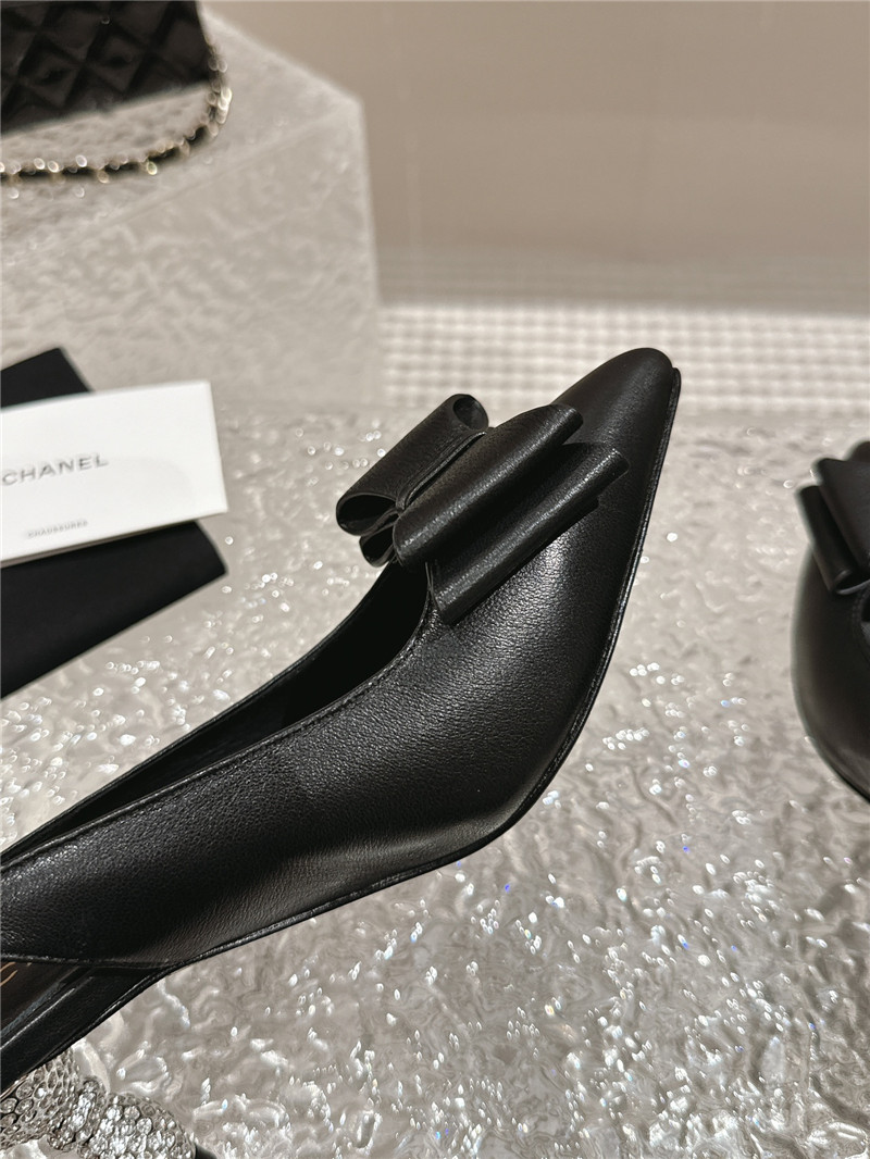 Ch**el bow high heel leather shoes best replica shoes website