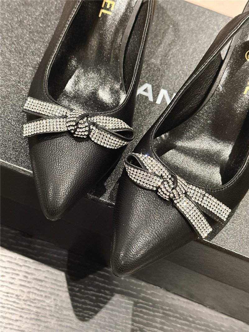 Ch**el pointed toe bow knot heel sandal