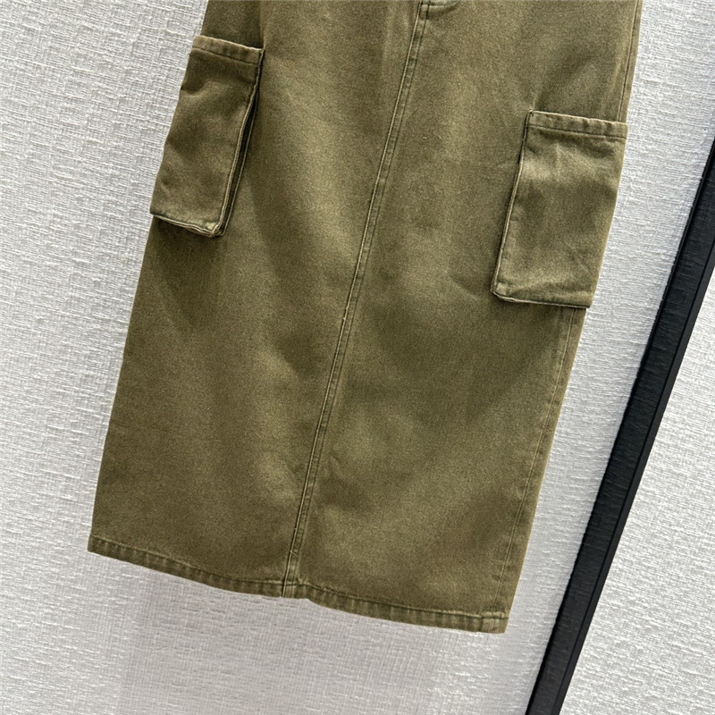Pra*a vintage green cargo pocket skirt replica clothing sites