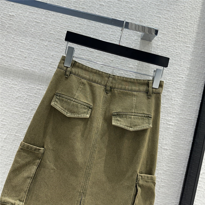 Pra*a vintage green cargo pocket skirt replica clothing sites