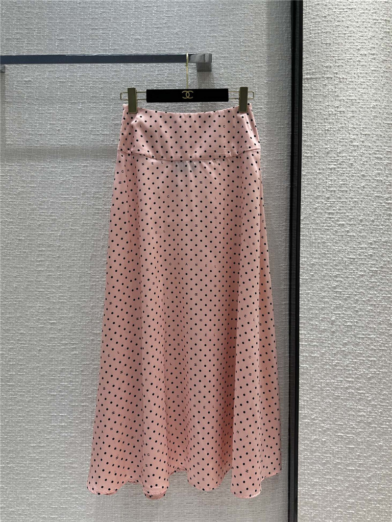 Ch**el pink polka dot logo print skirt replica clothing sites