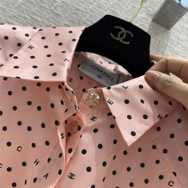 Ch**el pink polka dot logo print suit replicas clothes
