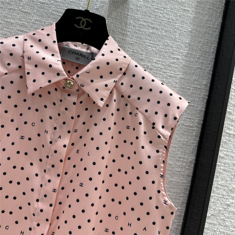 Ch**el pink polka dot logo print suit replicas clothes