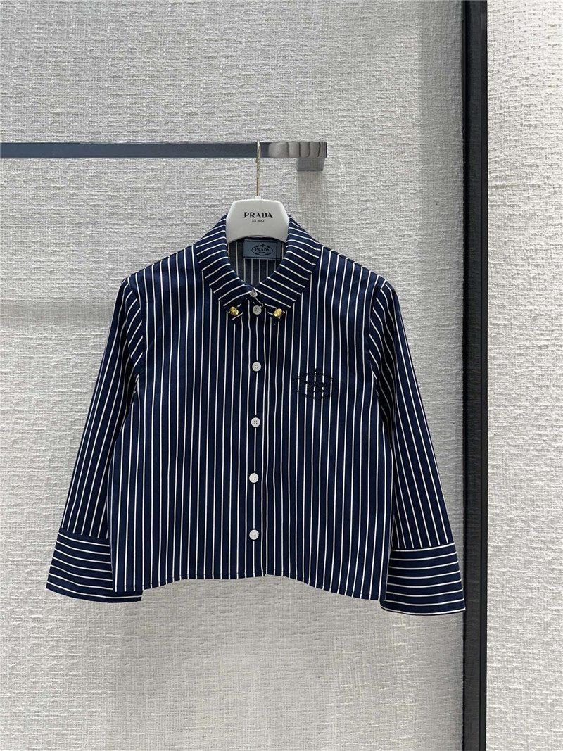 Pra*a logo embroidered striped shirt replica d&g clothing
