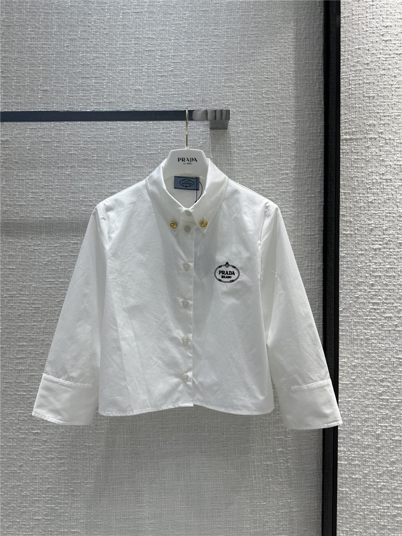 Pra*a logo embroidered white shirt replica clothing sites