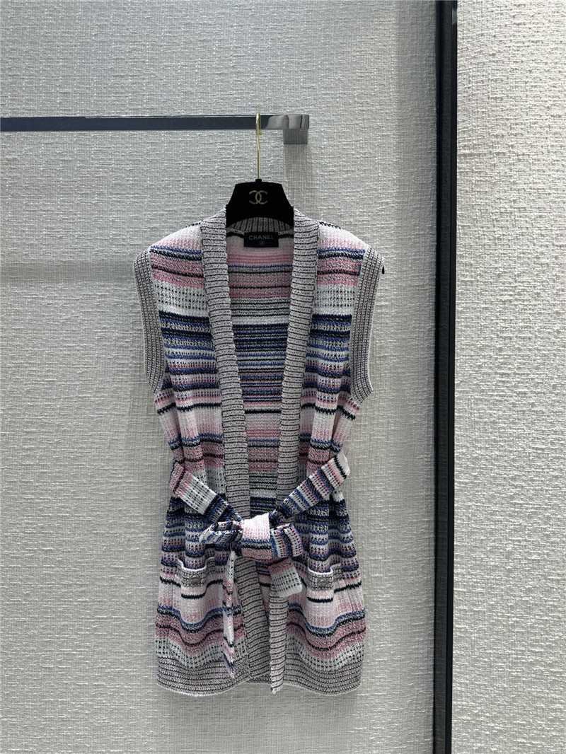 Ch**el colorful striped knitted vest cardigan replicas clothes