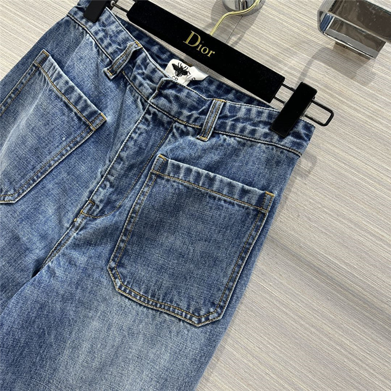 D10r mid-high waist double pocket straight jeans replicas clothes