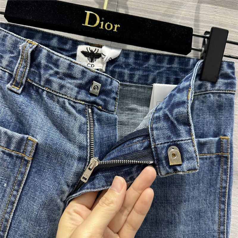 D10r mid-high waist double pocket straight jeans replicas clothes