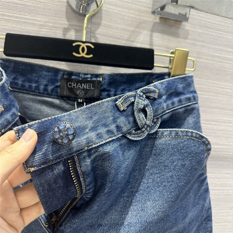 Ch**el denim blue denim straight pants replica d&g clothing