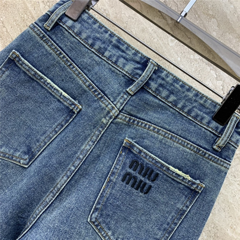 m1um1u hot D1am0nd straight denim trousers replicas clothes