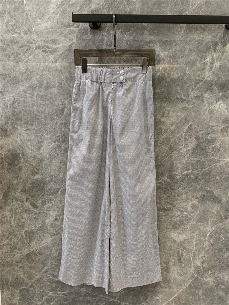 Ch**el elastic waist striped wide leg pants replica clothing