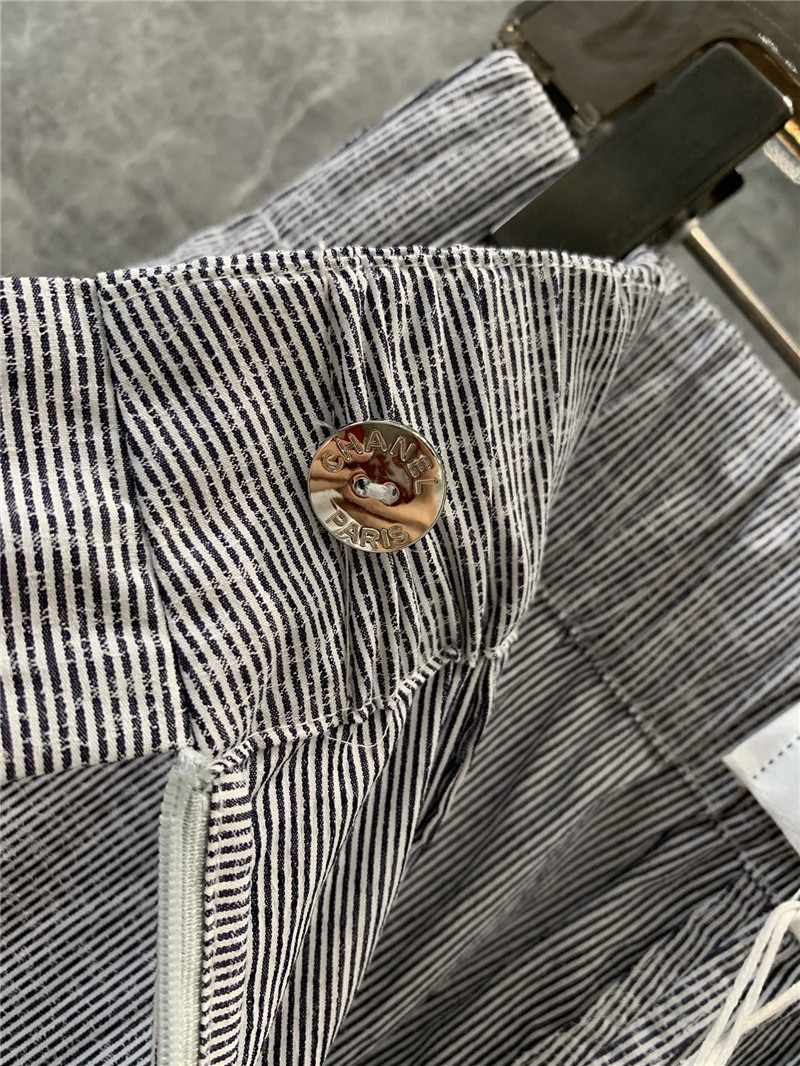 Ch**el elastic waist striped wide leg pants replica clothing