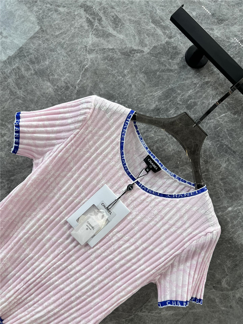 Ch**el jacquard letter contrast top replica clothes