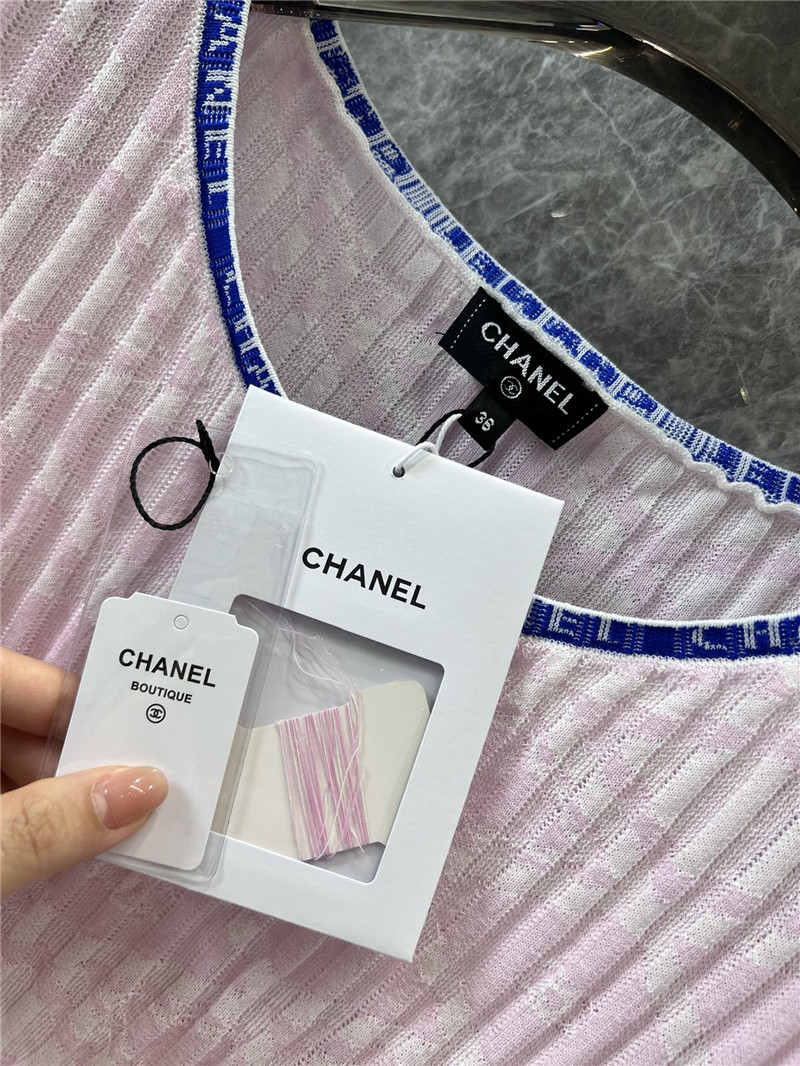 Ch**el jacquard letter contrast top replica clothes