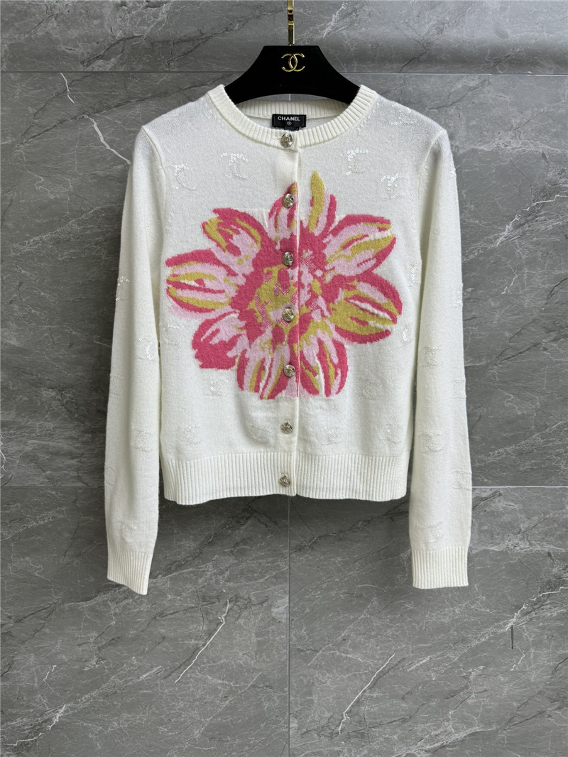 Ch**el sequins floral jacquard cardigan
