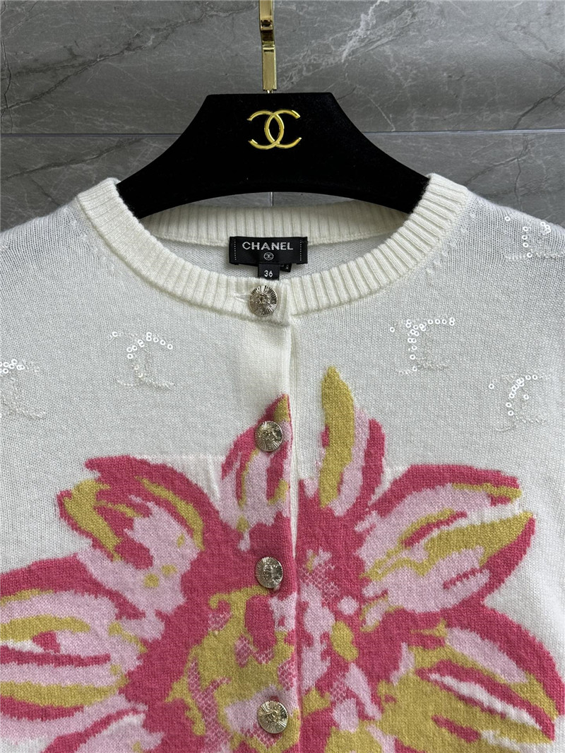 Ch**el sequins floral jacquard cardigan