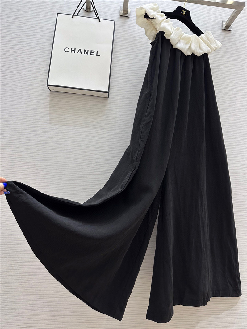 Ch**el one-piece neckline silk and linen jumpsuit replicas clothes