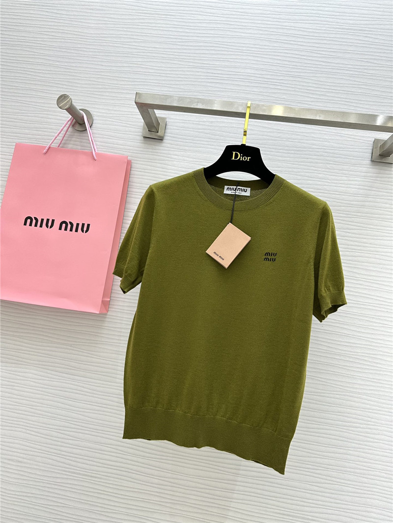 M1um1u small logo knitted short sleeve replica clothing sites