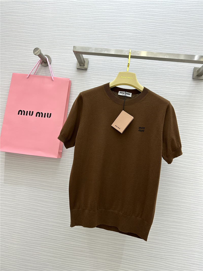 M1um1u small logo knitted short sleeve replica clothing sites