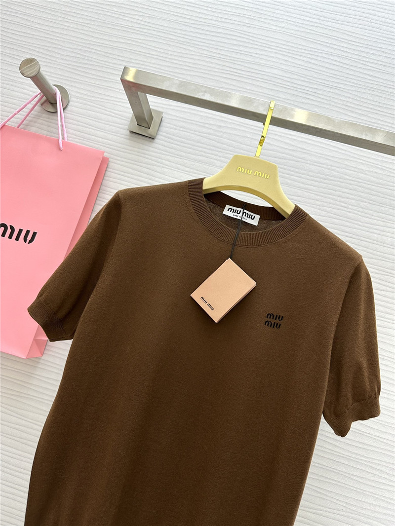 M1um1u small logo knitted short sleeve replica clothing sites