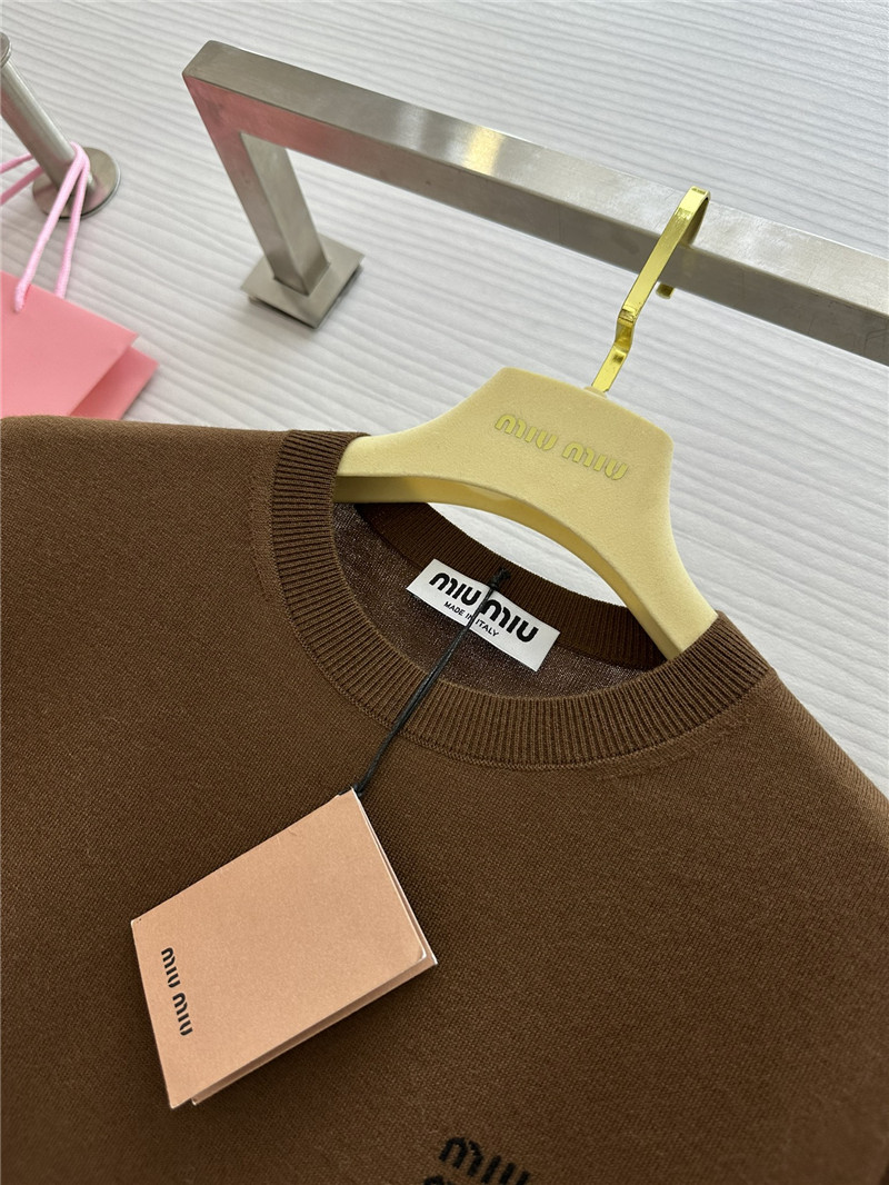 M1um1u small logo knitted short sleeve replica clothing sites