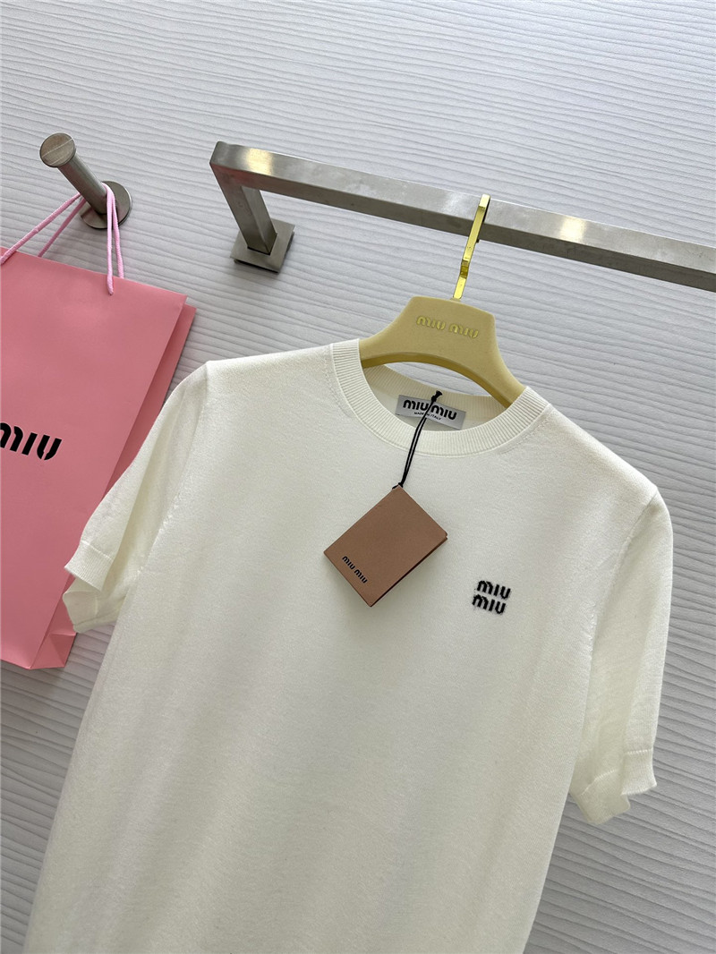 M1um1u small logo knitted short sleeve replica clothing sites