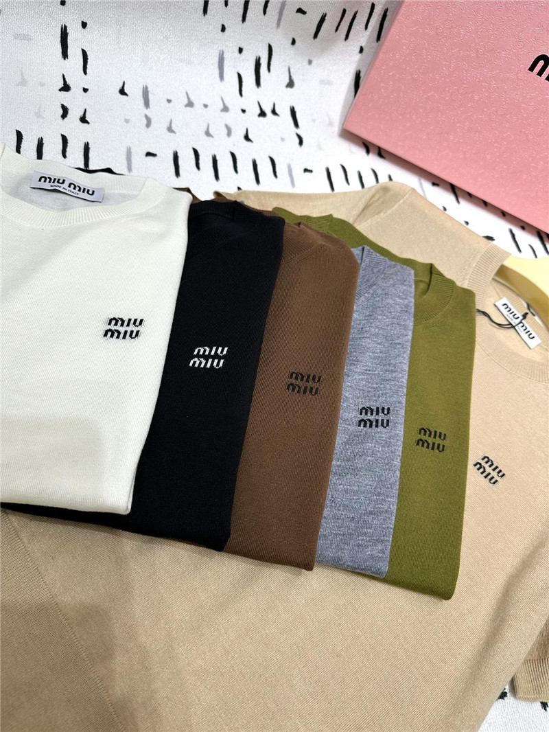 M1um1u small logo knitted short sleeve replica clothing sites