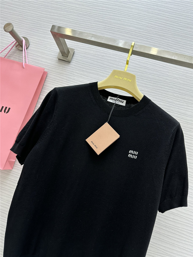 M1um1u small logo knitted short sleeve replica clothing sites