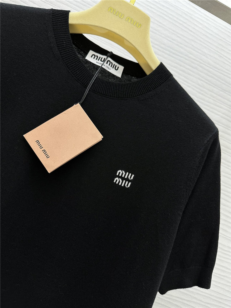 M1um1u small logo knitted short sleeve replica clothing sites