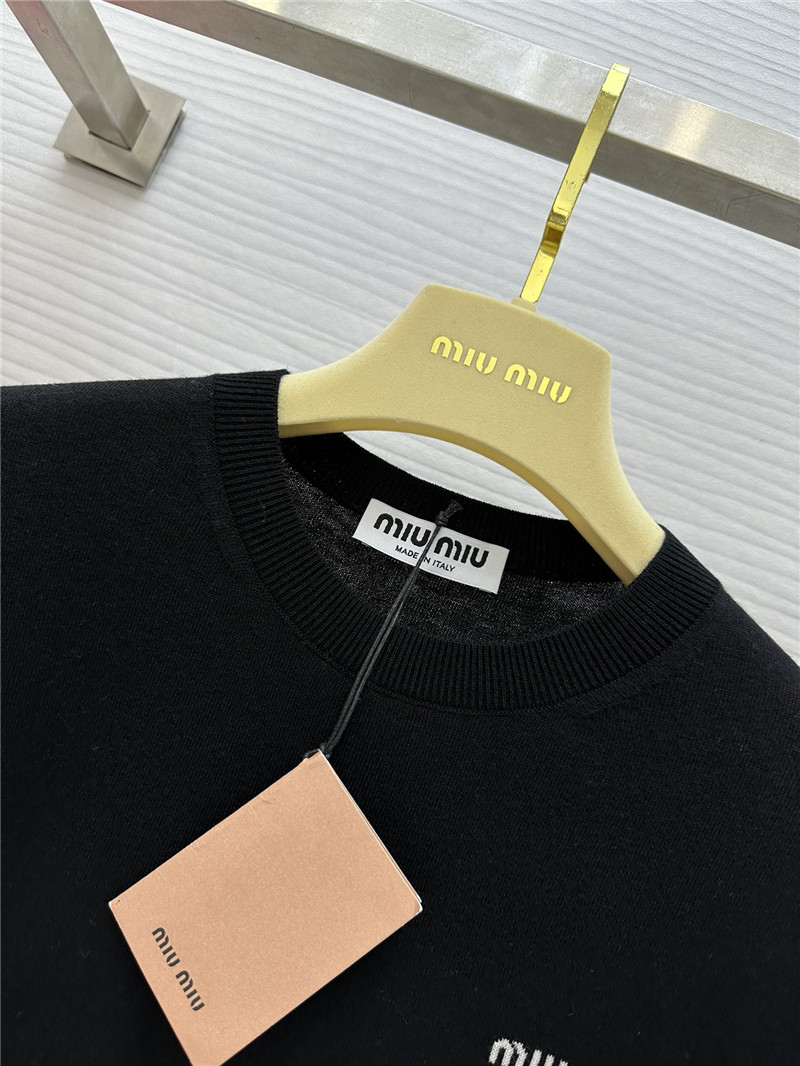 M1um1u small logo knitted short sleeve replica clothing sites