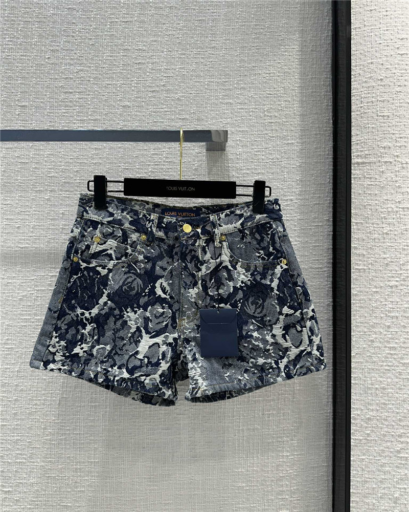l0vis Vvtt0n lv vintage jacquard denim shorts replica clothing