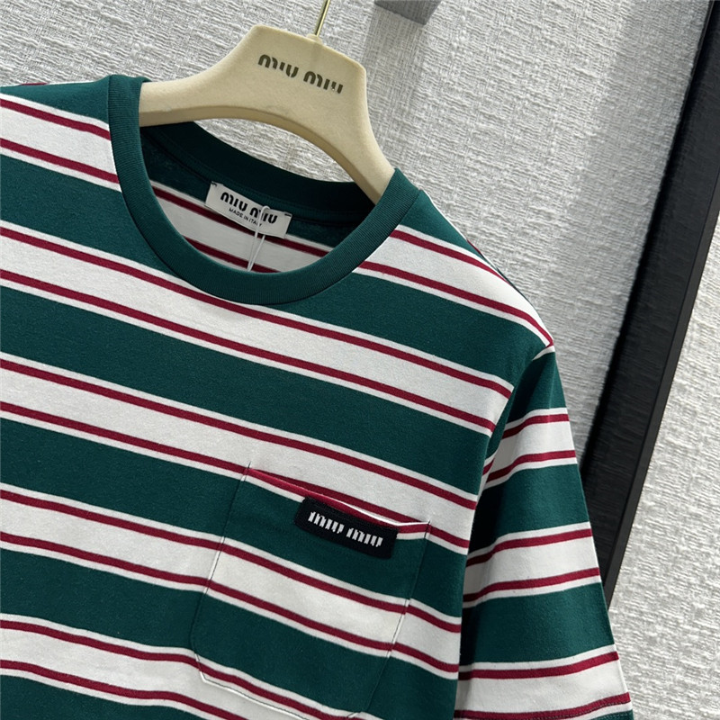 M1um1u striped short-sleeved t-shirt replica clothing sites