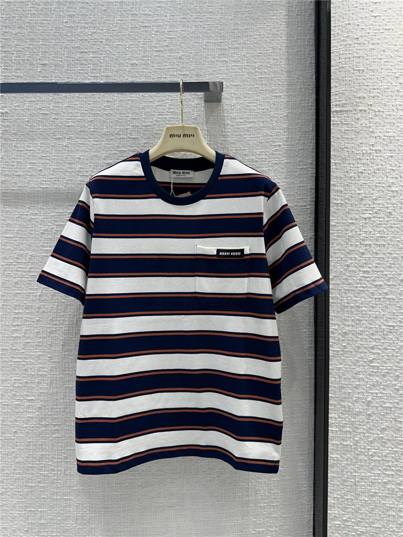 M1um1u striped short-sleeved t-shirt replica clothing sites