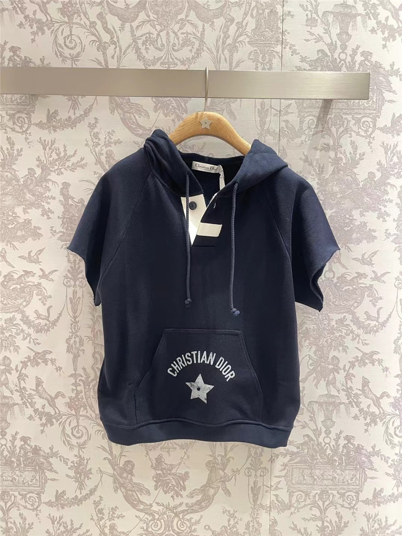 D10r navy blue hooded short sleeve replica designer clothes
